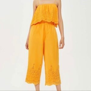 Topshop Nordstrom Yellow Embroidered Jumpsuit